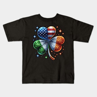 Irish American Flag Ireland Flag ST PATRICKS DAY Gift Lucky Kids T-Shirt